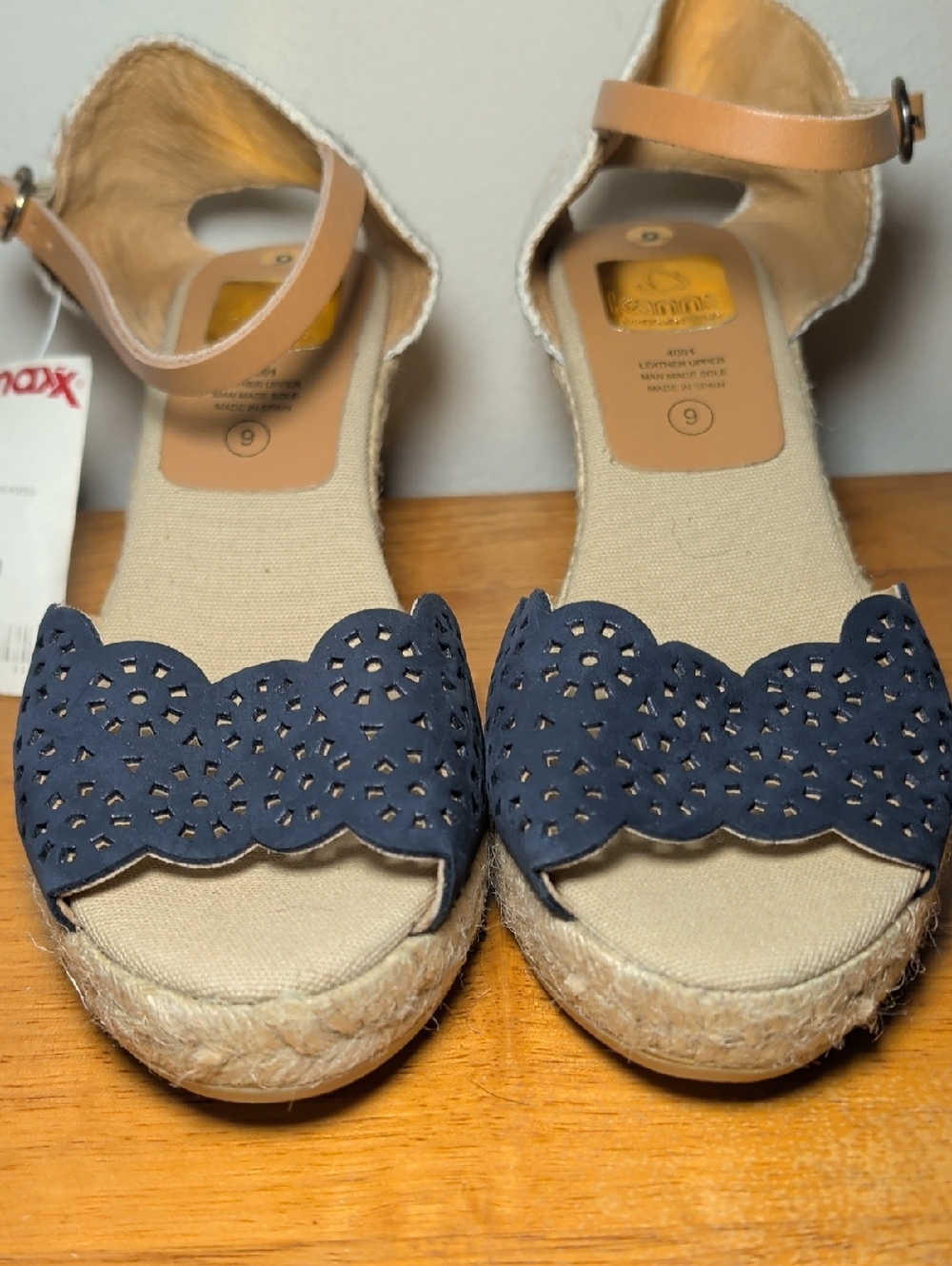 Kanna Women's Ankle Strap Wedge Espadrille Sandal Blue Suede Summer NEW Size 9 - Picture 6 of 7